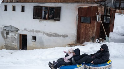 Sledging at Lake Abant National Park. EPA