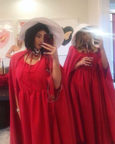 Kylie Jenner, seen here with Sofia Richie, caused controversy when she dressed up as a character from Margaret Atwood's dystopian novel, 'The Handmaid's Tale'. Snapchat / Kylie Jenner