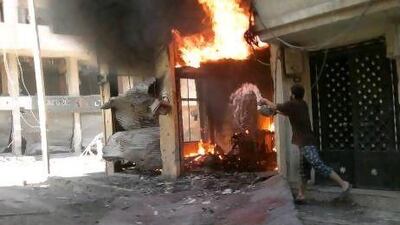 Violence continued yesterday, with fire breaking out following shelling at Juret Al Shayah in Homs.