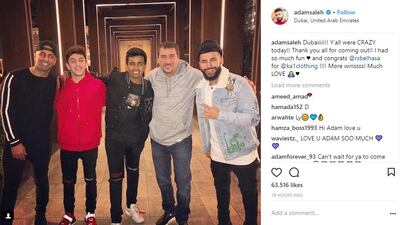 A screenshot from Adam Saleh's website showing Yousef Erakat, Brian Awadis, Rashed Belhasa, Brian Awadis' father and Adam Saleh