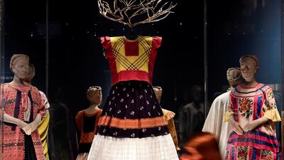 Dresses and tunics forming part of 'Frida Kahlo:Making Herself Up', an exhibition of the Mexican artist's possessions on display outside of Mexico for the first time, at the Victoria and Albert Museum in London Reuters