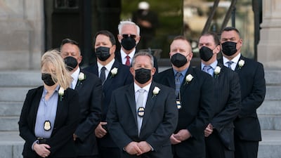 The pallbearers were former members of the Diplomatic Security Service and Albright’s protective detail during her time as US ambassador to the UN and as US secretary of state. AP