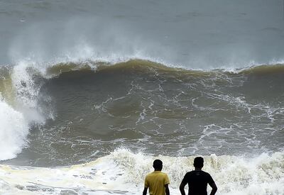 Rough seas off Colombo caused by winds from Cyclone Ockhi. AFP