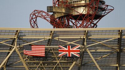 Flags flutter during the first of a two-game series between the New York Yankees and the Boston Red Sox at London Stadium in Queen Elizabeth Olympic Park, east London. As Major League Baseball prepares to make history in London, New York Yankees manager Aaron Boone and Boston Red Sox coach Alex Cora are united in their desire to make the ground-breaking trip memorable on and off the field. AFP