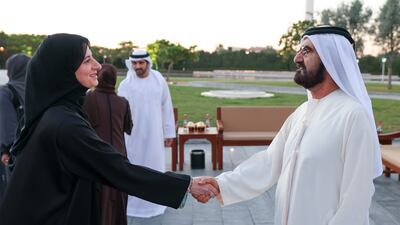 Sheikh Mohammed bin Rashid, Vice President and Ruler of Dubai, received Ramadan well-wishers at an event in Dubai on Monday. Photo: Wam
