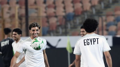 Omar Marmoush, left, during a training session at the Cairo International Stadium.