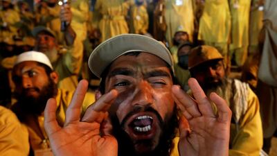 A supporter chants slogans. Reuters