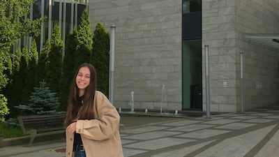 Ms Moroz at the University of Lodz, where she studies Polish. Photo: Tetiana Moroz