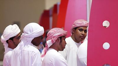 Students attend the Fujairah International Career and Education Fair. Satish Kumar / The National