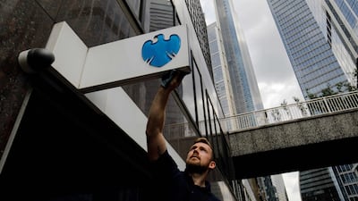 A Barclays branch in London. The British bank expects robust activity in mergers and acquisitions in the Gulf region next year. AFP
