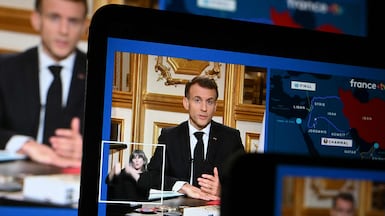 French President Emmanuel Macron has said in a televised address that a military operation to reopen the Strait of Hormuz is on the table. AFP