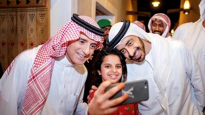 Abdullah bin Zayed and Adel bin Ahmed Al Jubeir during a tour at the events accompanying the Formula E in Ad Diriyah, Saudi Arabia. Courtesy MOFAIC