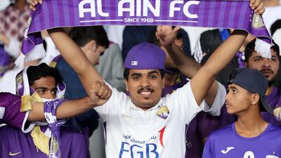 Abu Dhabi, United Arab Emirates - December 22, 2018: Al Ain fans before the match between Real Madrid and Al Ain at the Fifa Club World Cup final. Saturday the 22nd of December 2018 at the Zayed Sports City Stadium, Abu Dhabi. Chris Whiteoak / The National
