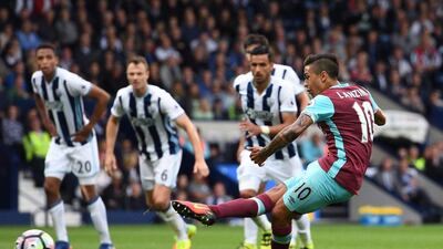 Manuel Lanzini of West Ham United scores his side’s second goal. Shaun Botterill / Getty Images