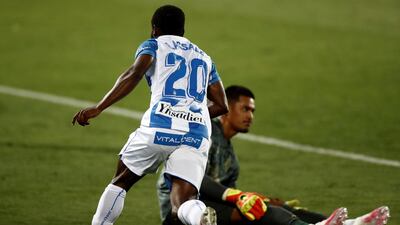 Roger Assale celebrates after making the score 2-2, but it wasn't enough to save Leganes. EPA