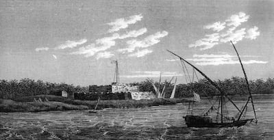 Fort Julien near Rashid, where French troops discovered the Rosetta Stone in 1799, in an image from 1803. Photo: Wikimedia Commons