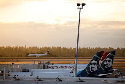 Alaska Airlines planes at Seattle-Tacoma International Airport the day after Horizon Air ground crew member Richard Russell took a plane from the airport. AFP