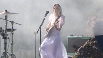 Ellie Rowsell of the band Wolf Alice performs in the Stone Circle as part of the Glastonbury Festival global livestream 'Live at Worthy Farm' at Worthy Farm, Pilton in Glastonbury, England. Getty Images