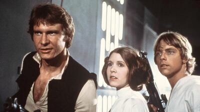 From left: Harrison Ford, Carrie Fisher, and Mark Hamill are shown in a scene from Star Wars. 20th Century-Fox Film Corporation / AP Photo