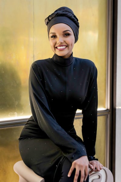 Halima Aden at the Max Mara store launch in The Dubai Mall in October 2018. Courtesy Max Mara