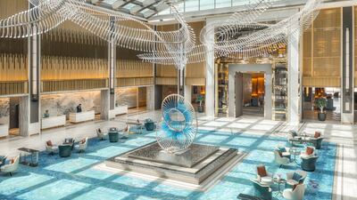 The resort features an expansive lobby area.