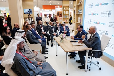 From left: Ali bin Tamim, chairman of the Abu Dhabi Arabic Language Centre, and Ali Abdelmoneim, founder of Sharjah's Arabookverse, during the signing announcing Arabookverse’s role as executing partner in the Digital Arabic Library project. Photo: Zoran Mircetic / Abu Dhabi Arabic Language Centre