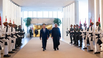 Sheikh Mohamed with Mr El Sisi at the airport