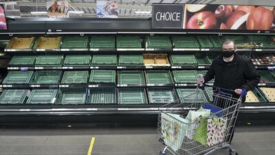 Bare supermarket shelves in Northern Ireland after the Brexit agreement came into force. Getty Images