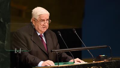 Syria's Foreign Minister Walid Al Moalem addresses the 70th session of the United Nations General Assembly October 2, 2015 at the United Nations in New York. AFP