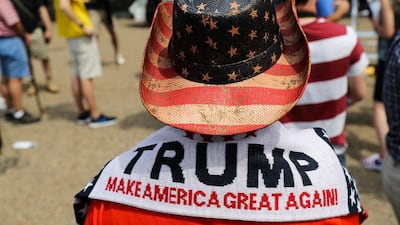 A Trump supporter during a rally in front of the White House in Washington, D C, earlier this month. Zach Gibson / Bloomberg