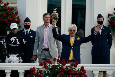 In June, MyRacehorse bought a 12.5 per cent stake in Authentic, a colt trained by Bob Baffert, who accepted the trophy after the racehorse won the Kentucky Derby at Churchill Downs last weekend. AP