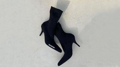 Knife black sock boots, Dh1,710, by Balenciaga at BOPF. Courtesy BOPF