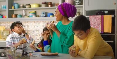 Nadiya with her family in a moment from her new Netflix show