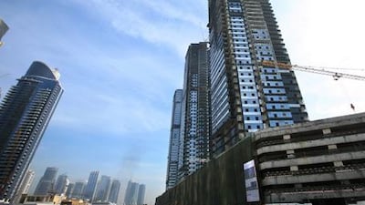 Development activities at the Mazaya Business Avenue at Jumeirah Lakes Towers in Dubai.