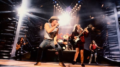 AC/DC, filming the video for Heatseeker at Elstree Studios in England back in December 1987, are still going strong. Getty Images