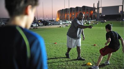 The EAFL season starts next month but Tony Robinson, who moved to the UAE in August, has been working out with Abu Dhabi Wildcat players for the past few weeks. Delores Johnson / The National