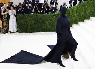 Kim Kardashian was completely hidden in Balenciaga at the 2021 Met Gala. EPA