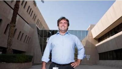 Ivano Iannelli, CEO of the Dubai Carbon Centre of Excellence, outside his Dubai office located near the second interchange.