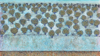 Anani's 'Olive Groves' series pay homage to Palestine's natural landscapes. Courtesy the artist and Zawyeh Gallery