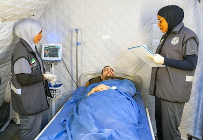 Dhia Subhi receives specialised care from the expert medical team on the floating hospital in Egypt. UAE mission to Gaza