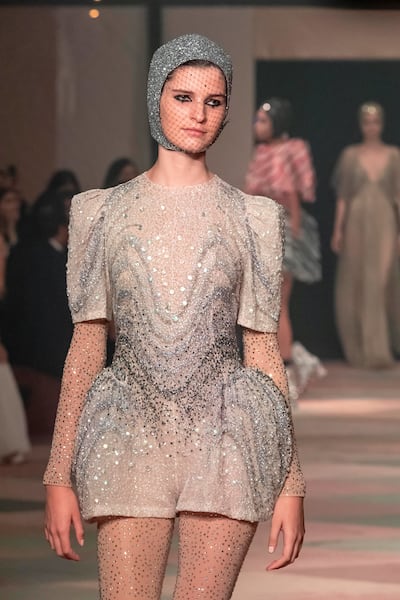 A look from Dior's spring 2019 haute couture collection, reshown in Dubai. Antonie Robertson / The National