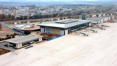 This picture of the Pyongyang airport was released by North Korea’s news agency in November last year. KCNA via KNS / AFP