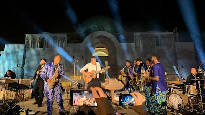Coldplay and Kuti perform during a concert at the Citadel.