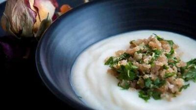 Cauliflower soup with lemon and parsley breadcrumbs. Courtesy Scott Price