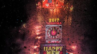 Fireworks and confetti mark the new year in Times Square in New York. Stephanie Keith / Reuters