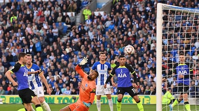 BRIGHTON RATINGS: Robert Sanchez – 7. Comfortably dealt with an early Son free-kick at his near post, and was later forced into a strong save to keep out Bentancur’s powerful strike. AFP