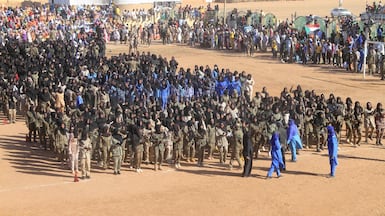 Sudanese army cadets prepare to march after completing their training in the capital Khartoum. AFP