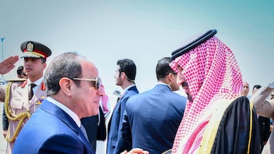 Egyptian President Abdel Fattah El Sisi with Saudi Crown Prince Mohammed bin Salman in Cairo, on September 15. Getty Images