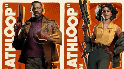 In 'Deathloop', character Colt Vahn is voiced by Jason E Kelley and Julianna Blake is played by Ozioma Akagha. Photo: Bethesda Softworks