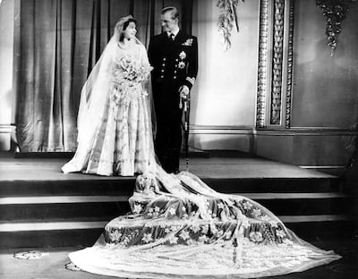 Princess Elizabeth and Prince Philip, the Duke of Edinburgh, at Buckingham Palace after their wedding in 1947. Getty Images